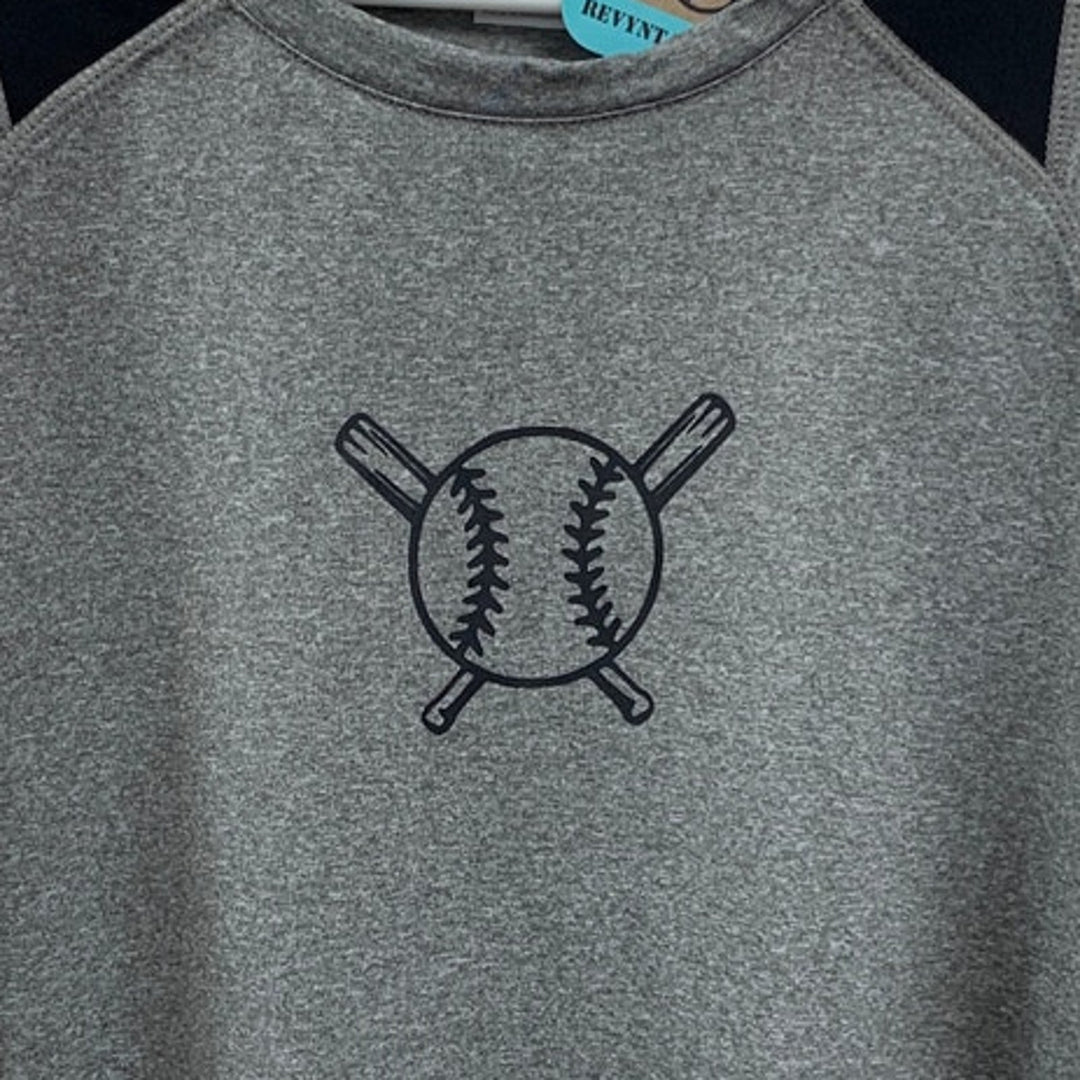 New Hand Printed Youth Boys Small Baseball Bat Short Sleeve Athletic Tee Shirt