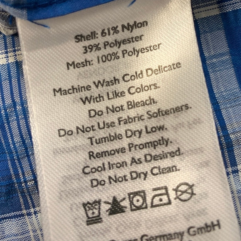 New Eddie Bauer Mens XL True Blue Plaid Classic Long Sleeve Pack It Tech Shirt
