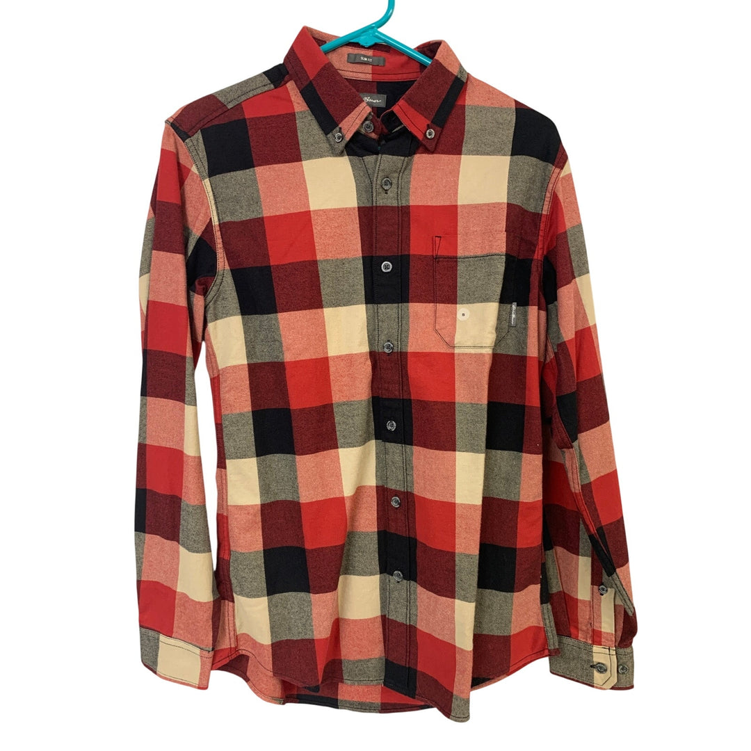 New Eddie Bauer Mens Small Red Plaid Slim Fit Eddies Favorite Button Up Shirt