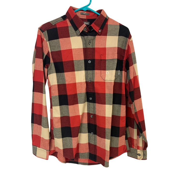 New Eddie Bauer Mens Small Red Plaid Slim Fit Eddies Favorite Button Up Shirt