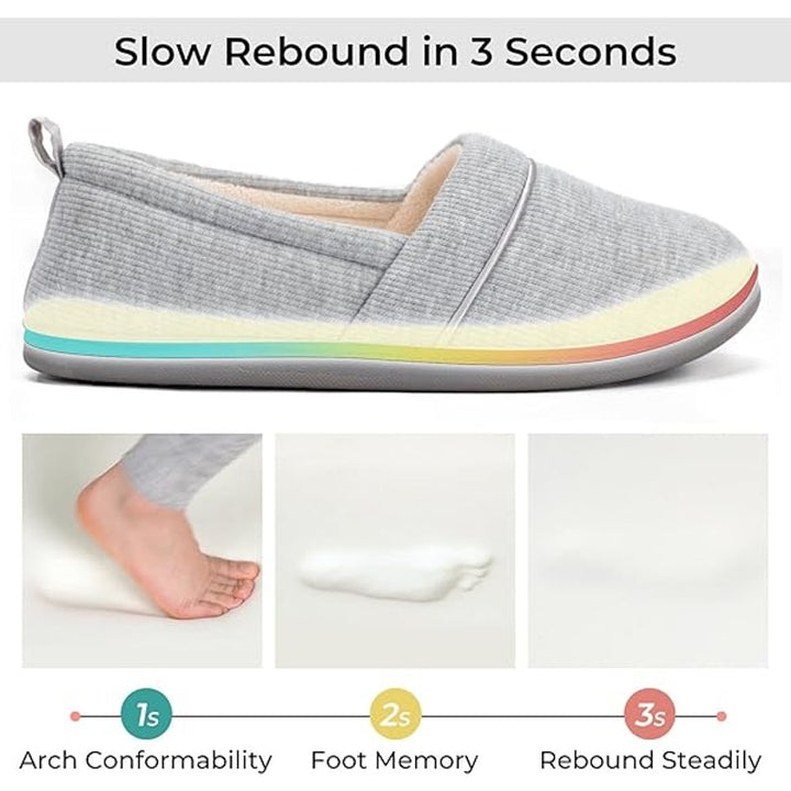 HomeTop Womens Size 8 Gray Comfy Loafer Lightweight Memory Foam House Slippers