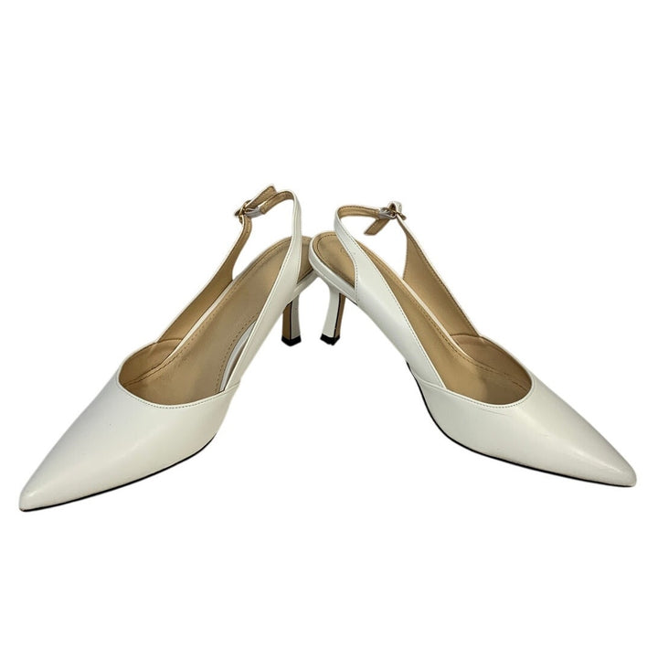 Rilista Womens Size 11 White 3.5" Heel Sling Back Closed Pointed Toe Shoes