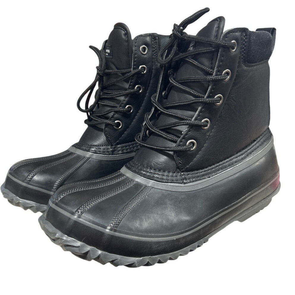 London Fog Mens Size 8 Black Aspen Thinsulate Lace up Waterproof Snow Boots