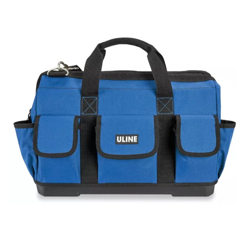 New Uline Heavyweight Polyester Multi Pocket Wide Opening Polyester Tool Bag