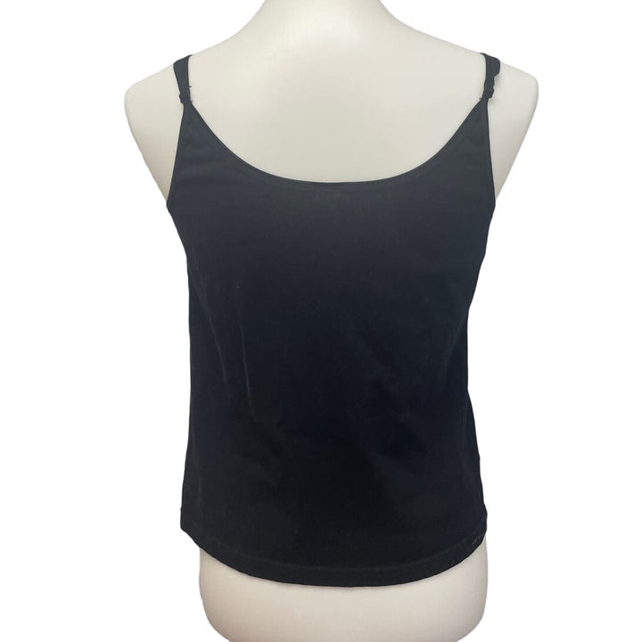 Espirit Womens XL Adjustable Strap Shelf Bra Cotton Blend Black Cami Top