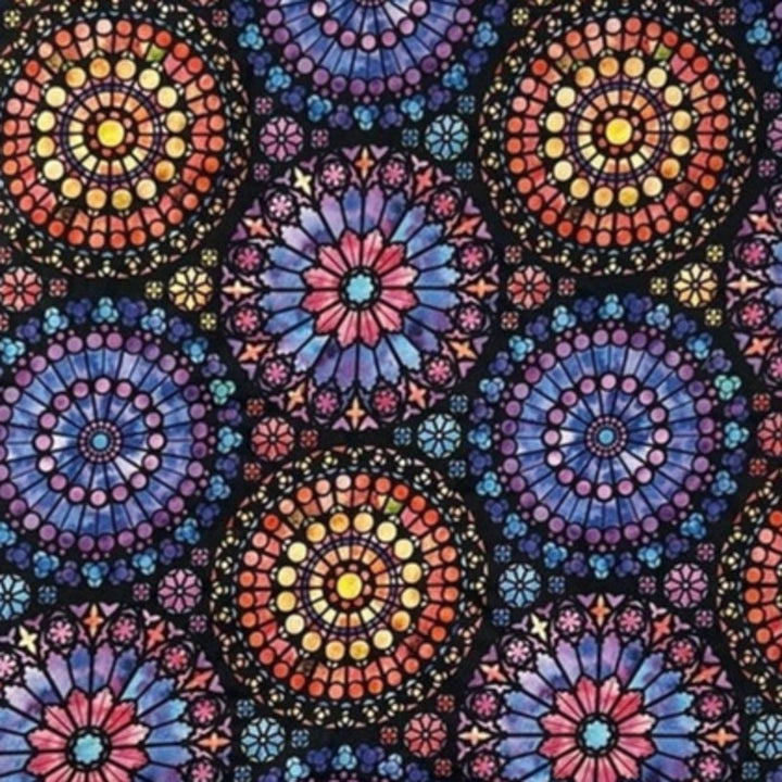 Pair of Handmade Queen 20" x 32" Cotton Blend Stained Glass Circle Bed Pillow Cases