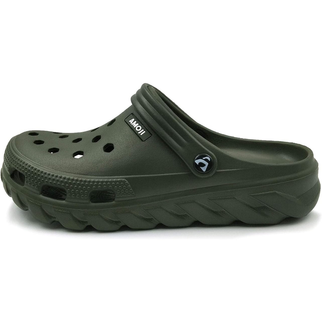 Amoji Mens Size 6 Army Green Clogs Round Toe Sandal Garden Water Shoes