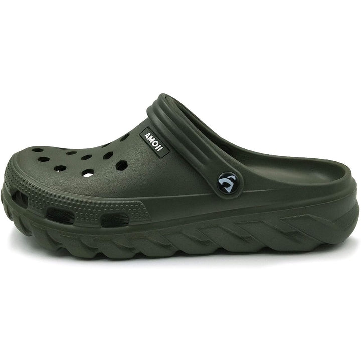 Amoji Mens Size 6 Army Green Clogs Round Toe Sandal Garden Water Shoes