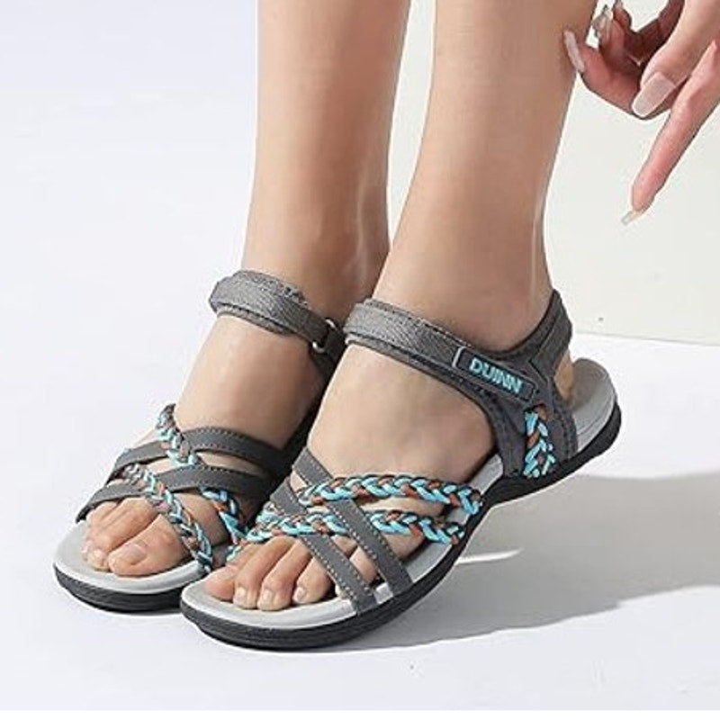 New Duinn Upfen Womens Size 6.5 Hook Loop Closure Black Hiking Sport Sandals