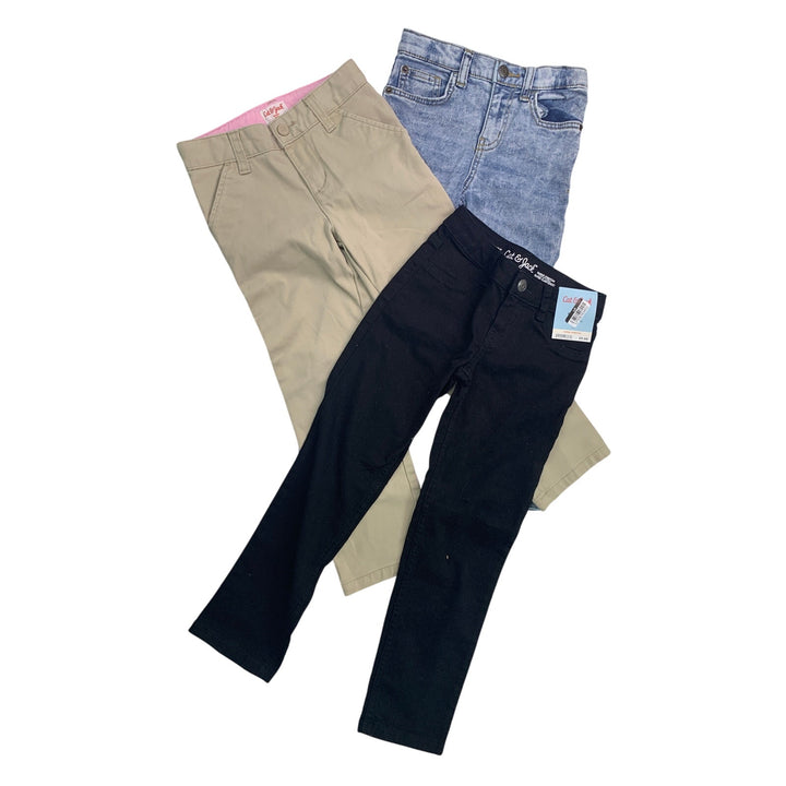 3 New Cat &amp; Jack Girls Size 5 Cotton Blend Adjustable Waist Denim Jeans Pants