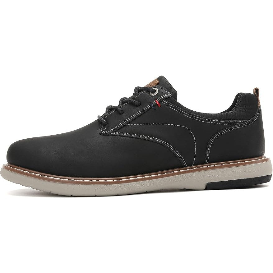 Analeaf Mens Size 10.5 Black Faux Leather Lace Up Oxford Comfort Sneakers Shoes
