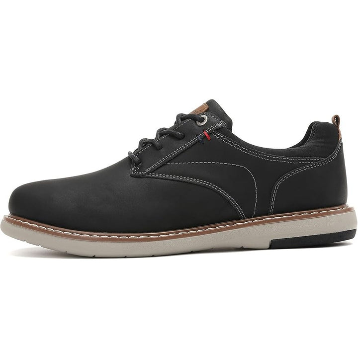 Analeaf Mens Size 10.5 Black Faux Leather Lace Up Oxford Comfort Sneakers Shoes