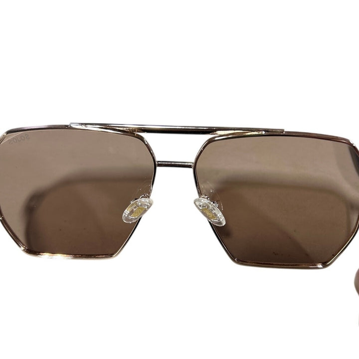 Sojos Mens Gold Frames Retro Oversized Square Sunglasses w Carrying Bag