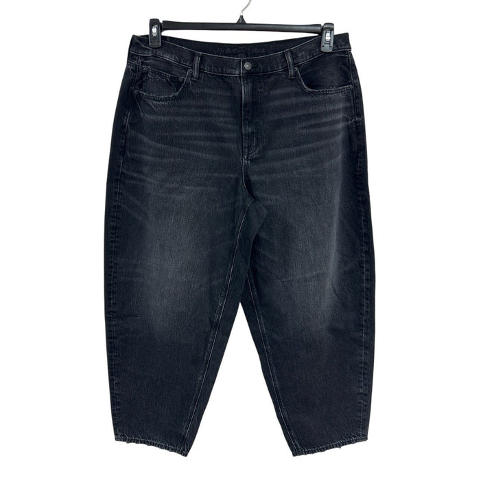 New American Eagle Womens 18 Regular Black Cotton Blend Denim Balloon Jeans