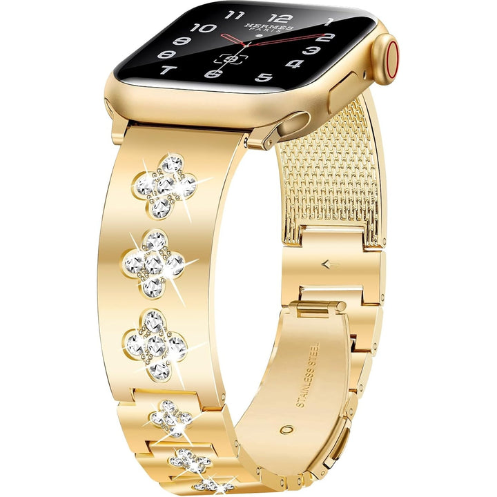 New Newlibery Gold Toned 38mm Four Leaf Clover Apple iWatch Replacement Band