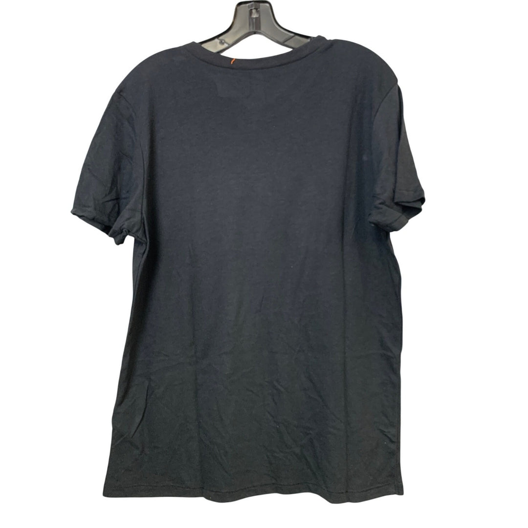 New Upcycled Hand Printed Womens Small Black Save Planet Earth Copper VNeck Tee