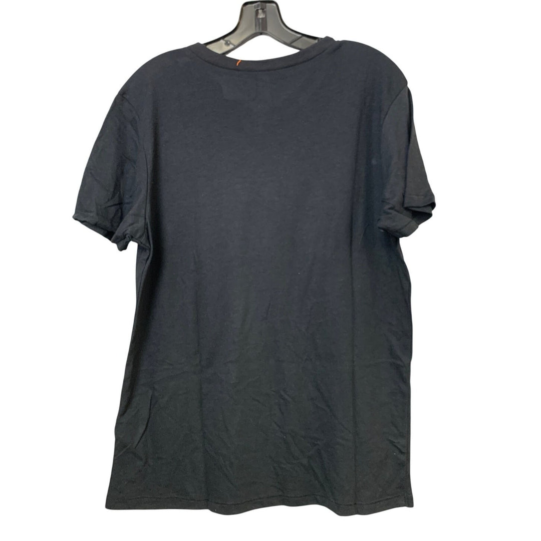 New Upcycled Hand Printed Womens Small Black Save Planet Earth Copper VNeck Tee