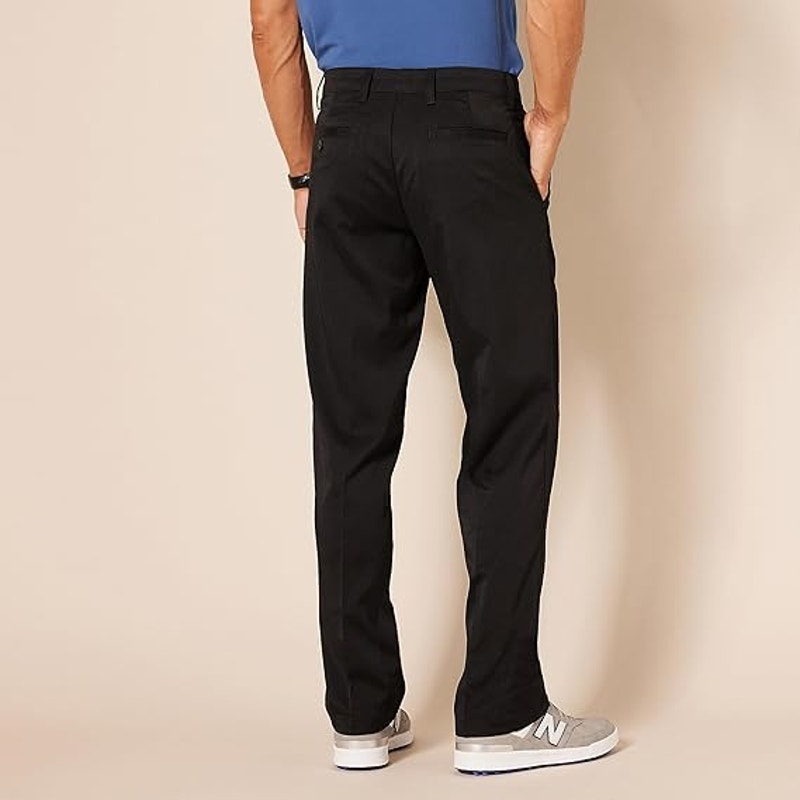 New Amazon Essentials Mens 32X30 Black Classic Fit Flat Front Stretch Golf Pants