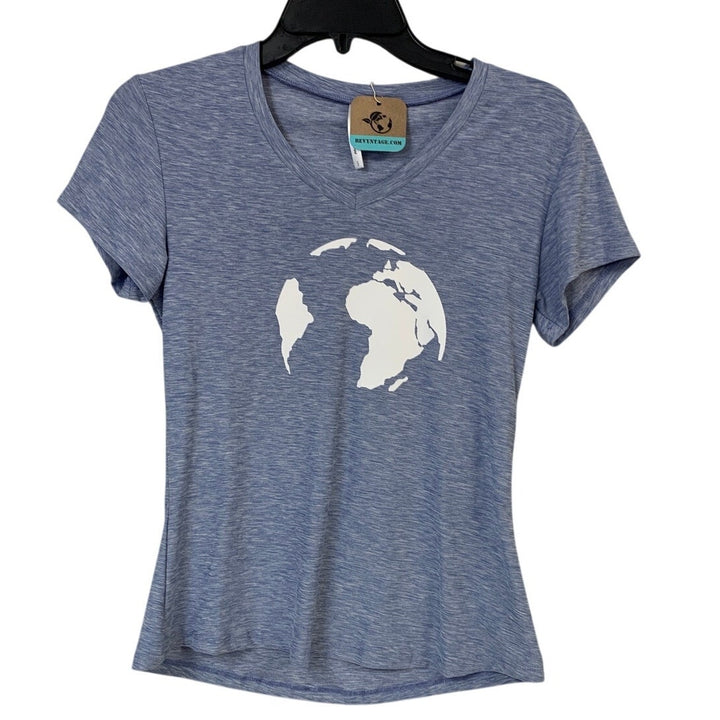 New Hand Printed Womens Small Save The Earth World Short Sleeve Tee Shirt