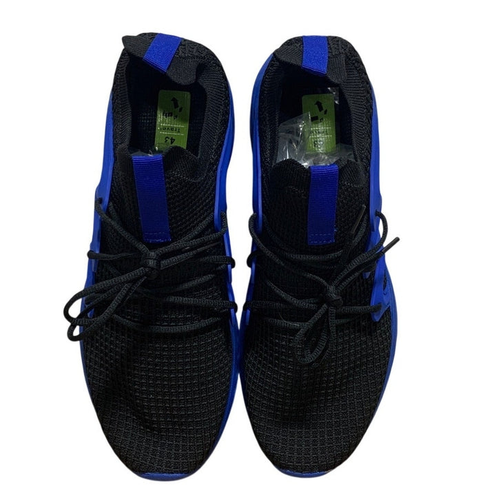 New Pujcs Mens Size 10 Blue Black Mesh Lace Up Slip On Walking Athletic Shoes