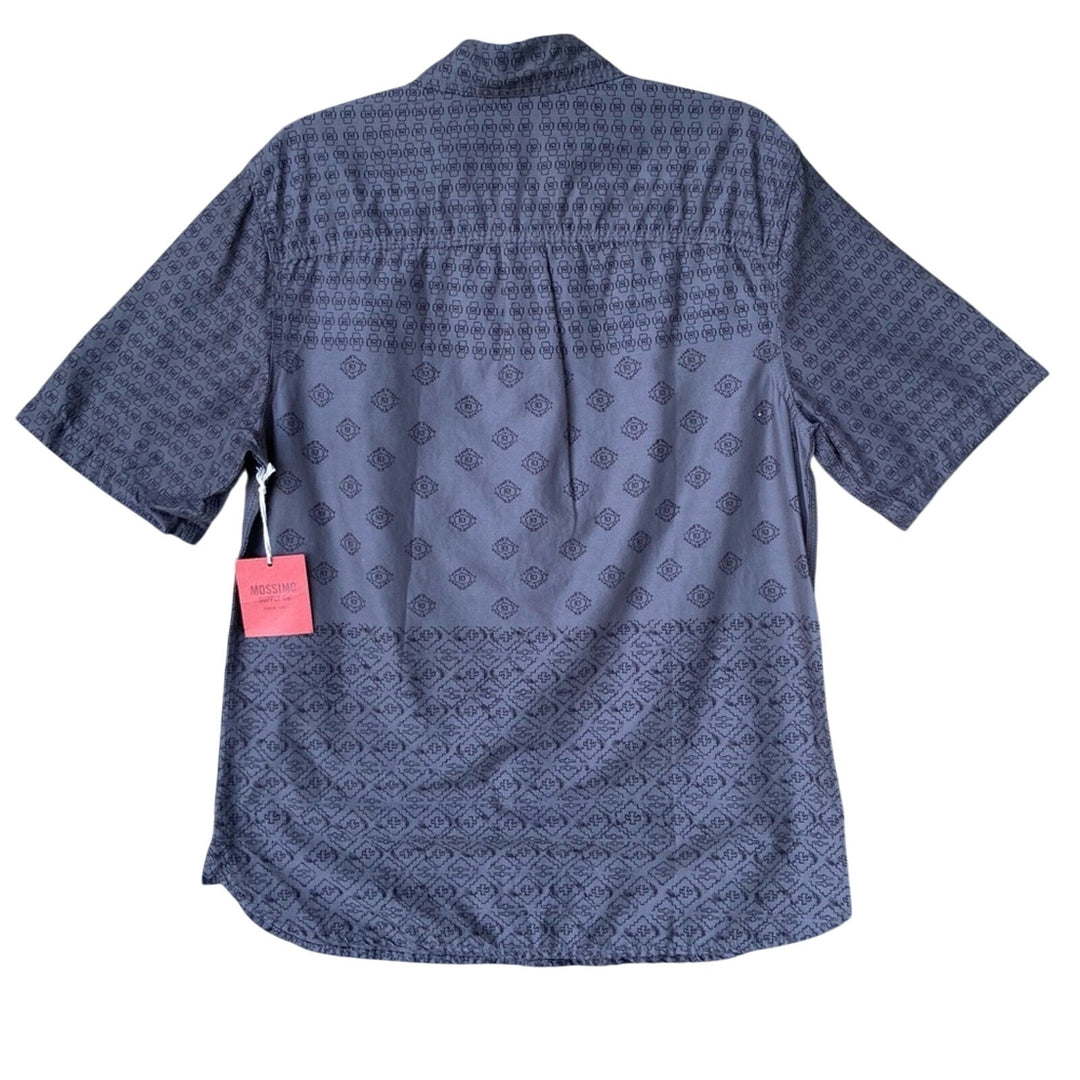 NWT New Mossimo Mens Medium Railroad Gray Button Up Short Sleeve Collared Shirt