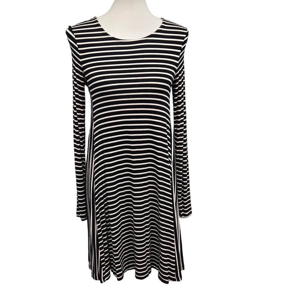 Old Navy Womens XS Long Sleeve Stretchy Rayon Spandex Striped Fit Flare Dress