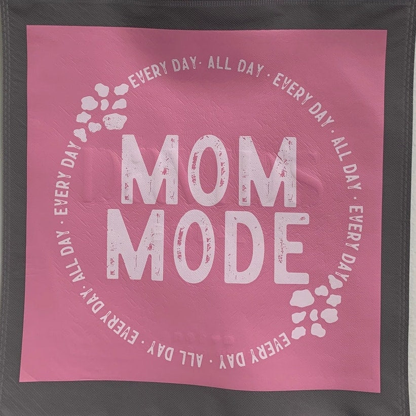 New Upcycled Hand Printed Mom Mode Every Day All Day Shopper Tote Bag