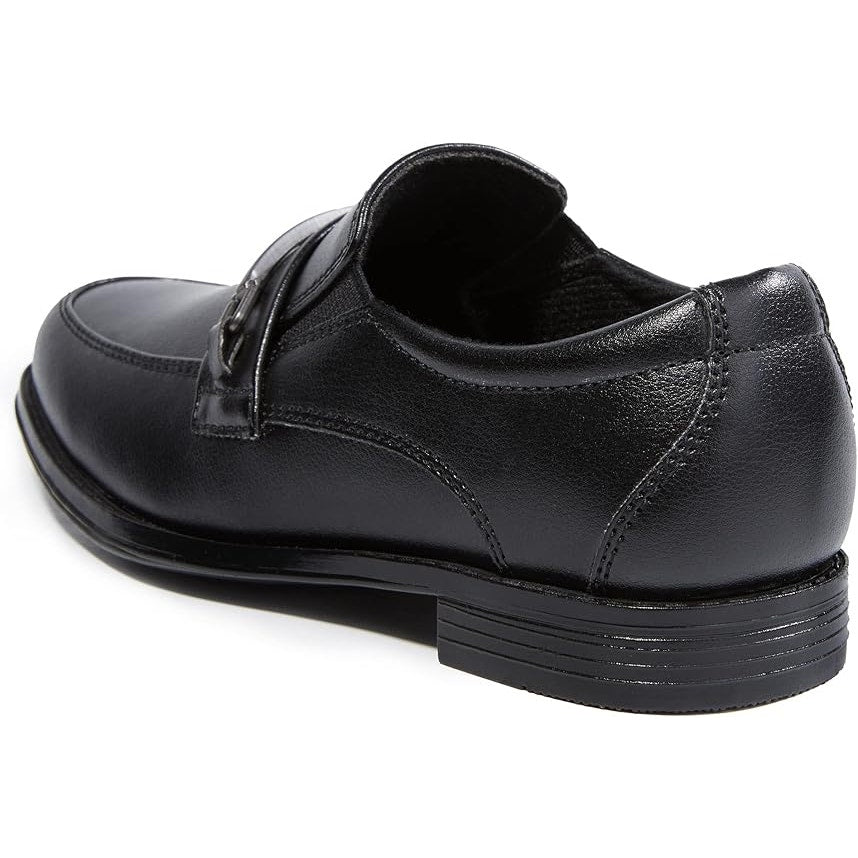 New HomeHot Boys Size 11 Black Faux Leather Slide On Buckle Top Loafer Shoes