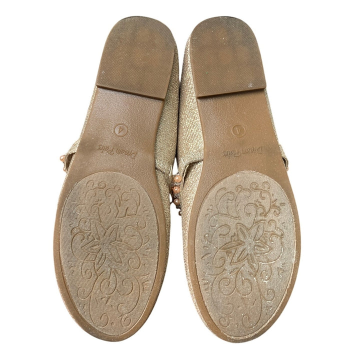 Dream Pairs Big Girls Size 4 Gold Glitter Beaded Mary Jane Ballet Flats Shoes