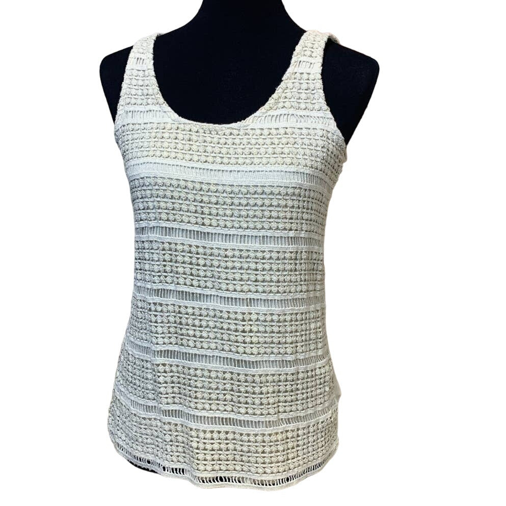 Maurices Medium Metallic Crochet Lined Sleeveless Tank Top Cotton Blend Shell