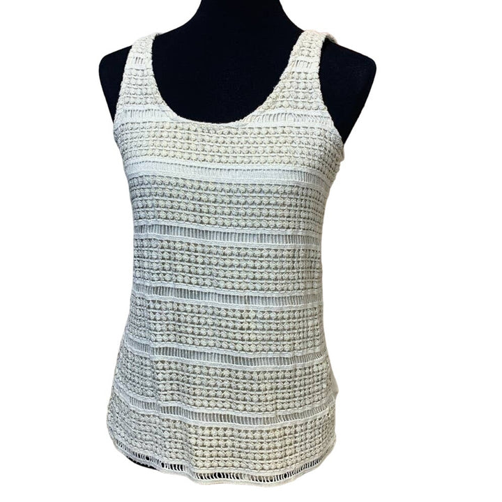 Maurices Medium Metallic Crochet Lined Sleeveless Tank Top Cotton Blend Shell