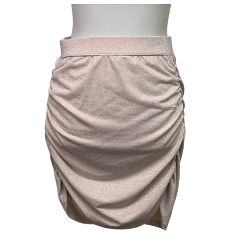 New American Eagle Womens Small Champagne Glittery Ruched BodyCon Mini Skirt