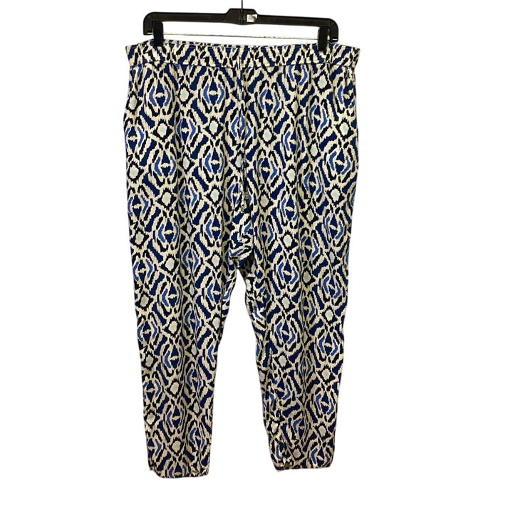 F&amp;F Womens Size 18 Drawstring Elastic Waist Geometric Flowy Tapered Leg Pants