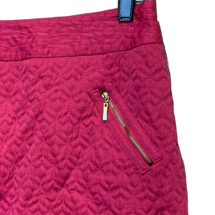 Worthington Size 4 Back Zip Fake Front Zippers Short Pink Quilted Pencil Skirt