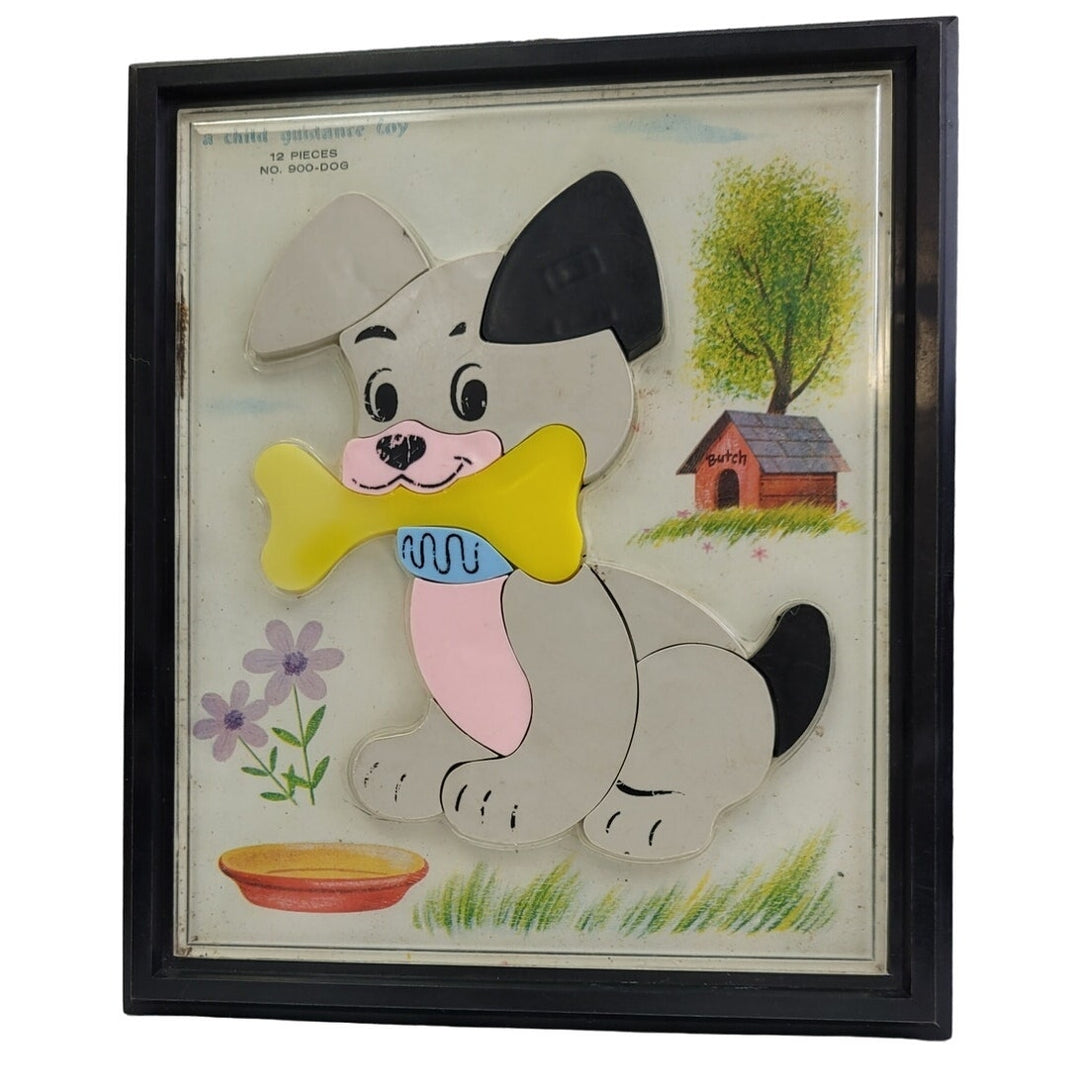 Vintage 1960s Plastic Child Guidance Toy Magnet Puppy Dog Puzzle No. 900-DOG
