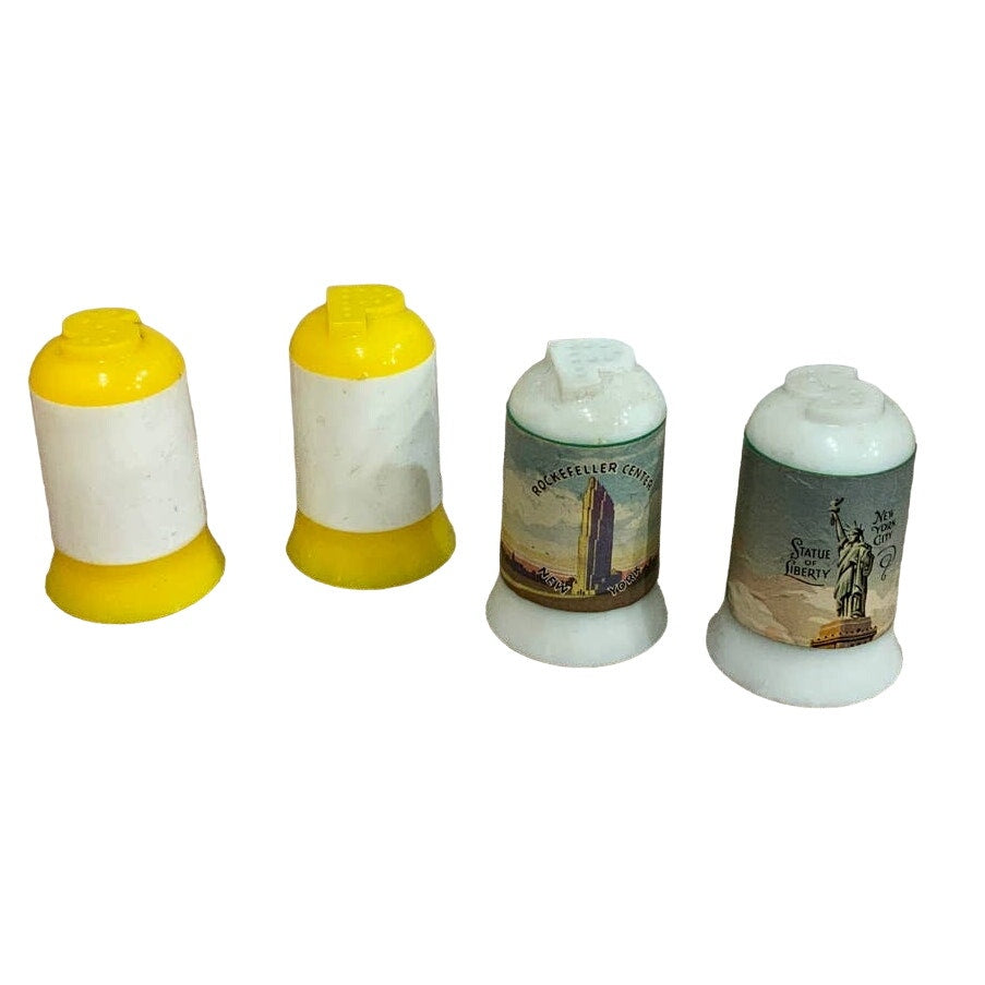 2 Sets Vintage Bakelite Plastic Rockefeller Center New York Salt Pepper Shakers