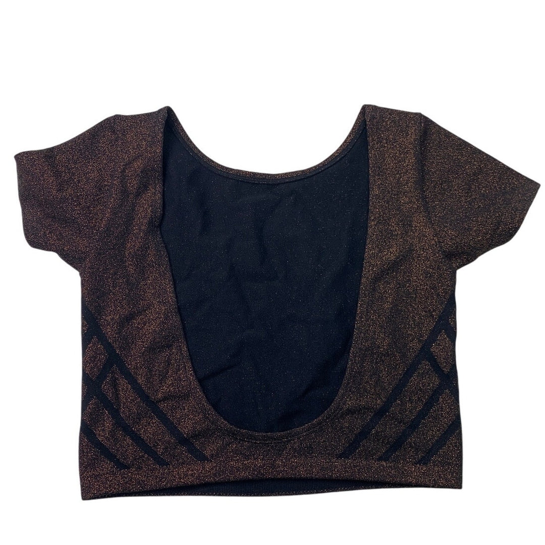 New Offline Womens XS Copper Metallic Short Sleeve Cropped Athletic Top