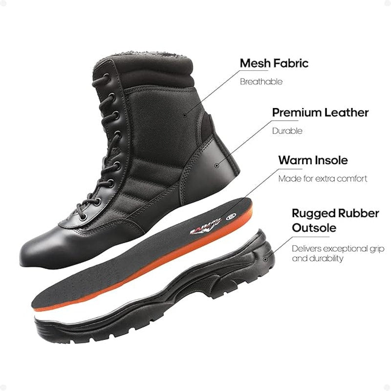Nortiv 8 Mens Size 10.5 Black Boot Lace Up Round Toe Side Zip Outdoor Snow Boots
