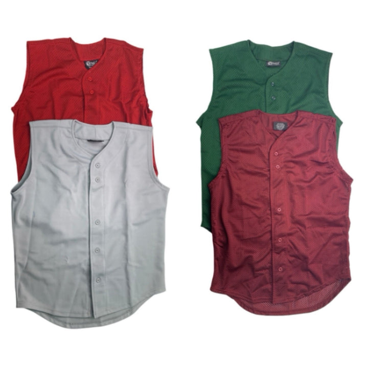 Tag Team Youth XL Sleeveless Button-Front Baseball Jerseys, 4-Pack, New