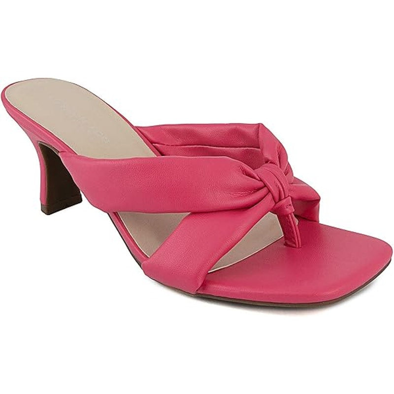 New London Fog Womens Size 7.5 Hot Pink Slide On Open Toe Louelle Dress Sandals