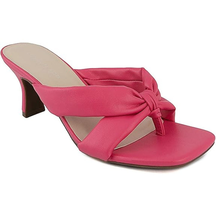 New London Fog Womens Size 7.5 Hot Pink Slide On Open Toe Louelle Dress Sandals