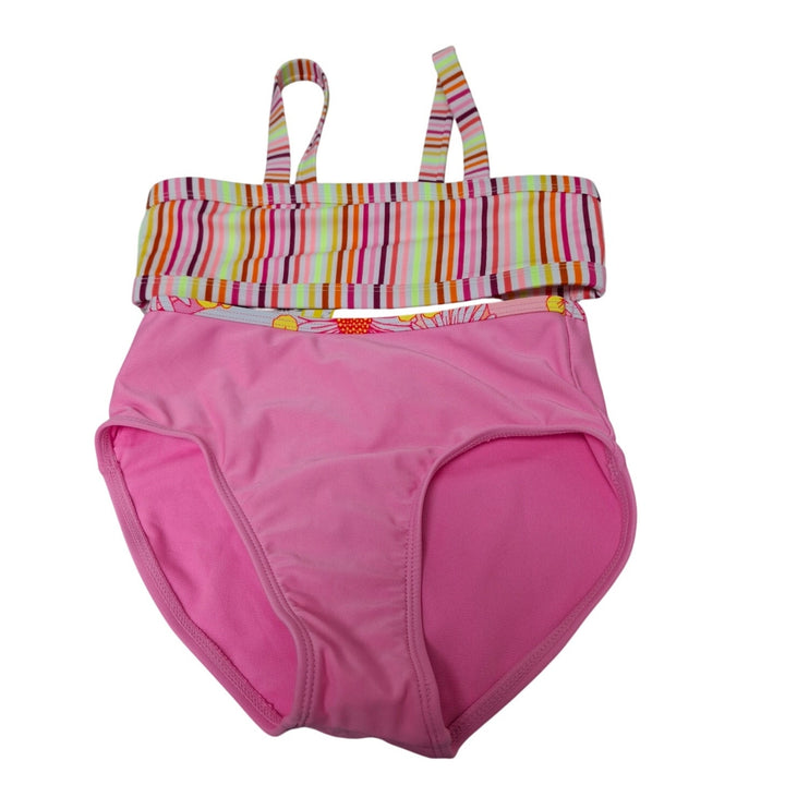 NWT New Cat &amp; Jack Girls Small 2PC Pink Striped Bikini Swim Suit Swimsuit