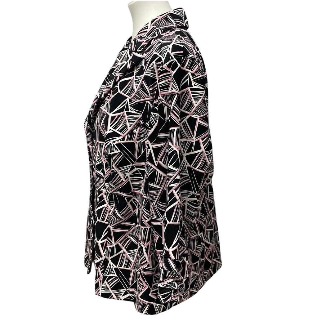Dress Barn Woman Size 14/16 Button Up Geometric Long Sleeve Suit Blazer Jacket
