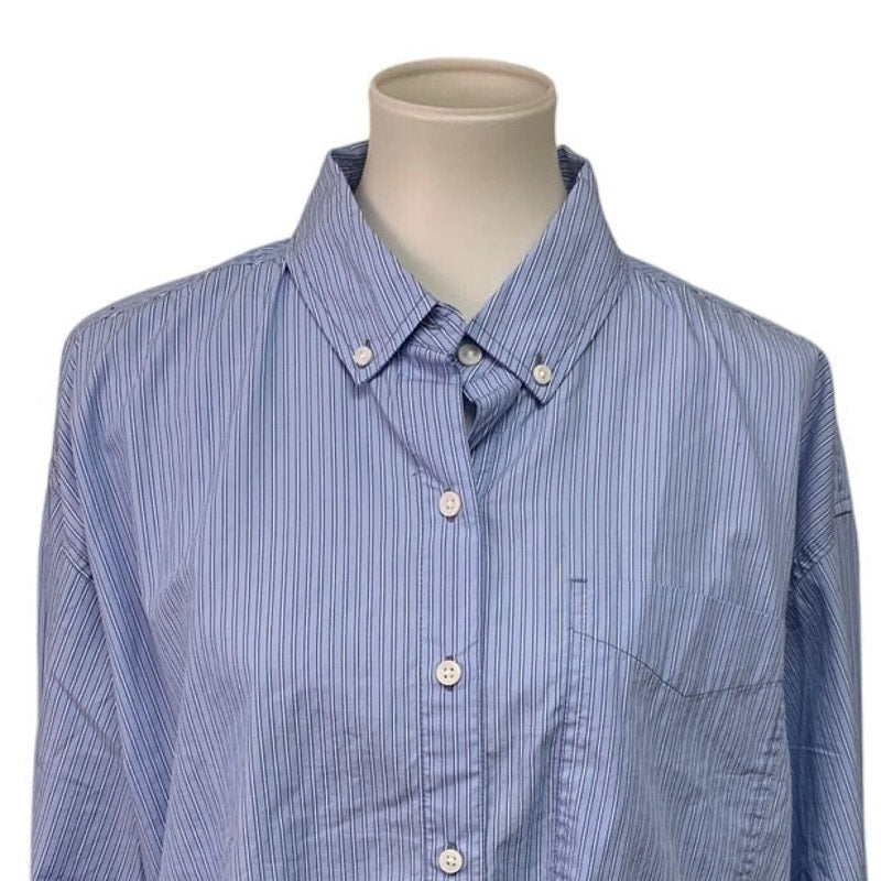 New American Eagle Womens Medium Striped Long Sleeve Button Up Collared Shirt