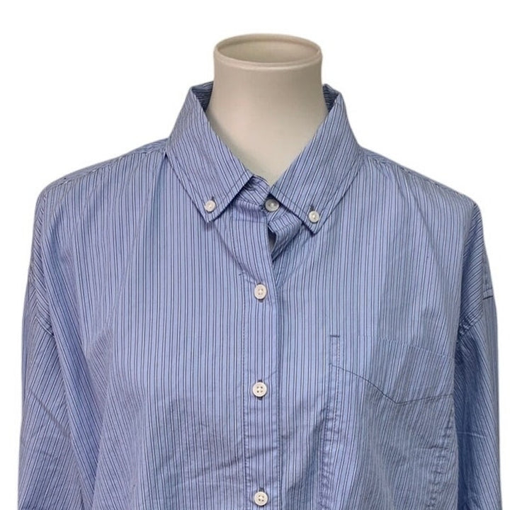 New American Eagle Womens Medium Striped Long Sleeve Button Up Collared Shirt