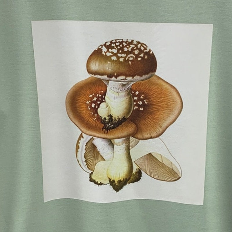 New Hand Printed Mens Medium Spodoleucus Oyster Mushroom Short Sleeve Tee Shirt