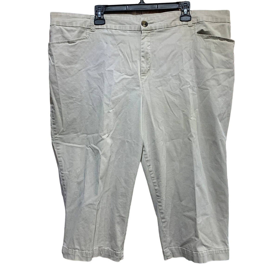 Croft &amp; Barrow 22W Classic Fit Stretch Casual Khaki Capris Pants w Pockets