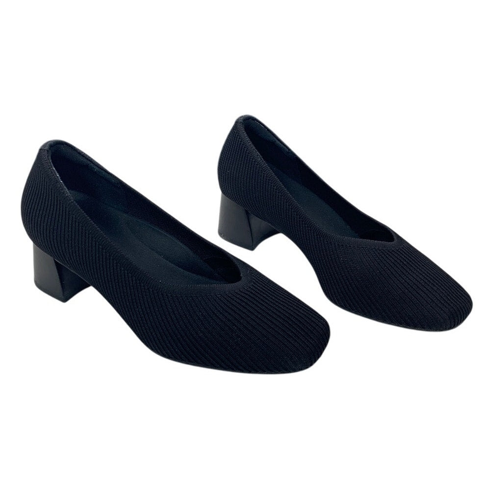 Arromic Womens Size 7W Black 1.5" Heels Ribbed Closed Square Toe Shoes