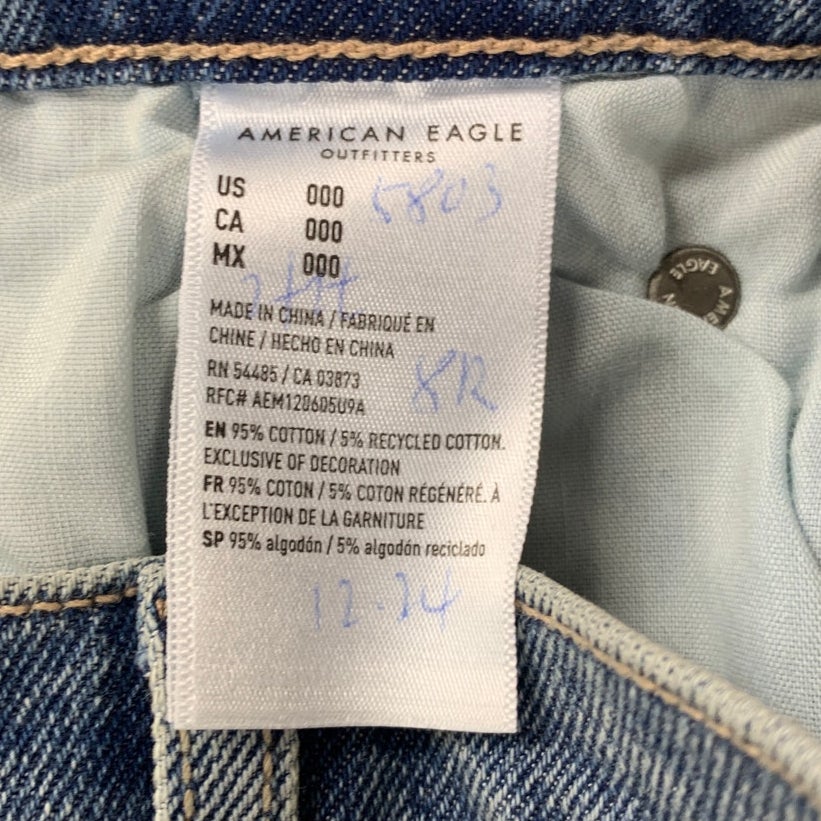 New American Eagle Womens 10 Super High Rise Ankle Straight Denim Blue Jeans