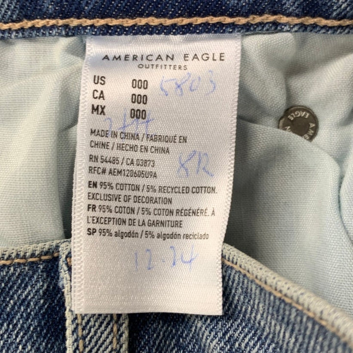 New American Eagle Womens 10 Super High Rise Ankle Straight Denim Blue Jeans